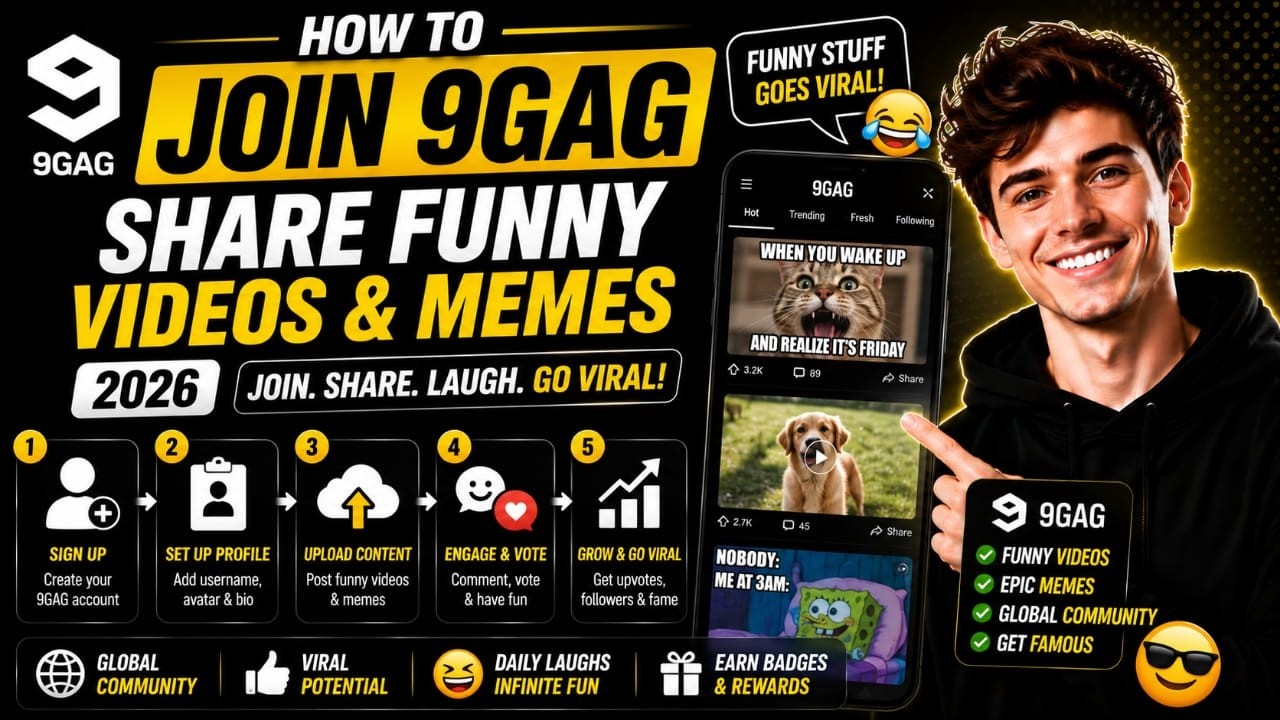 How to join 9gag platform to share funny videos and memes 2026 - YouTube