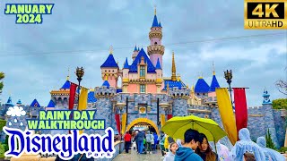 Rainy Stormy Weather Walkthrough At The Disneyland Resort- January 2024 4K