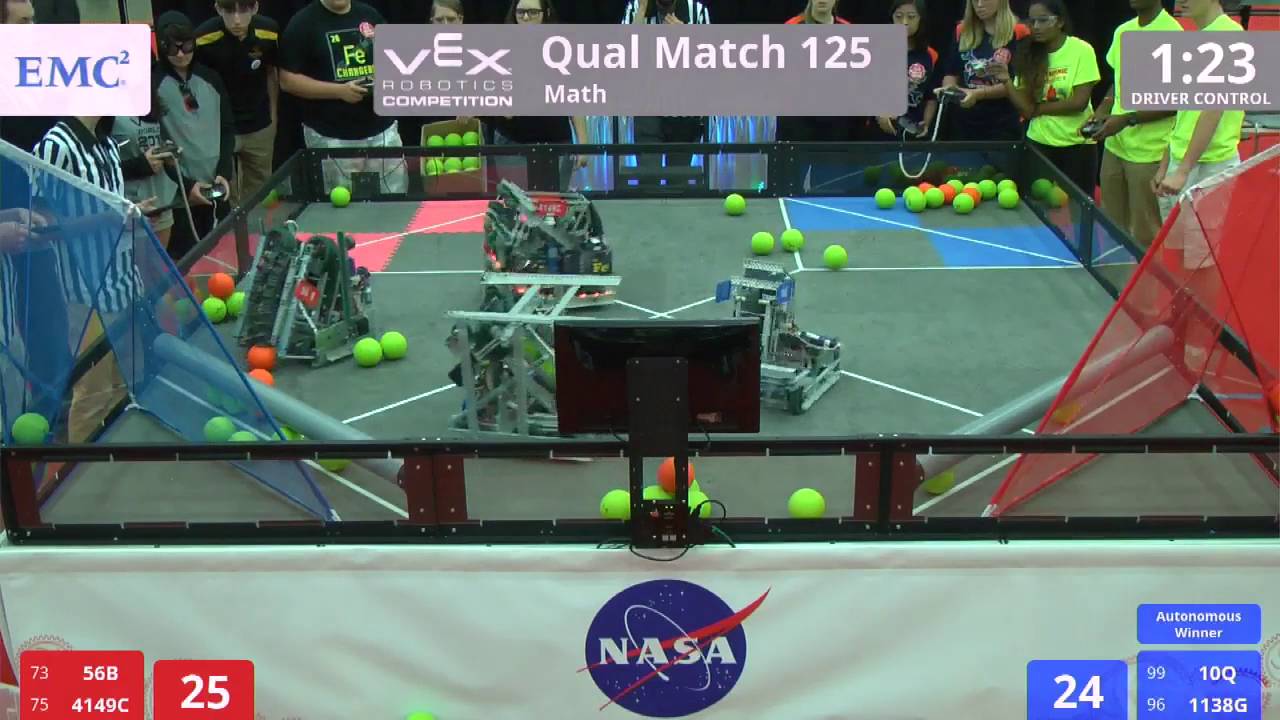 VEX Worlds 2016 - VRC High School - Math - Qual 125 (56B 4149C) 137 vs 158 (10Q 1138G)