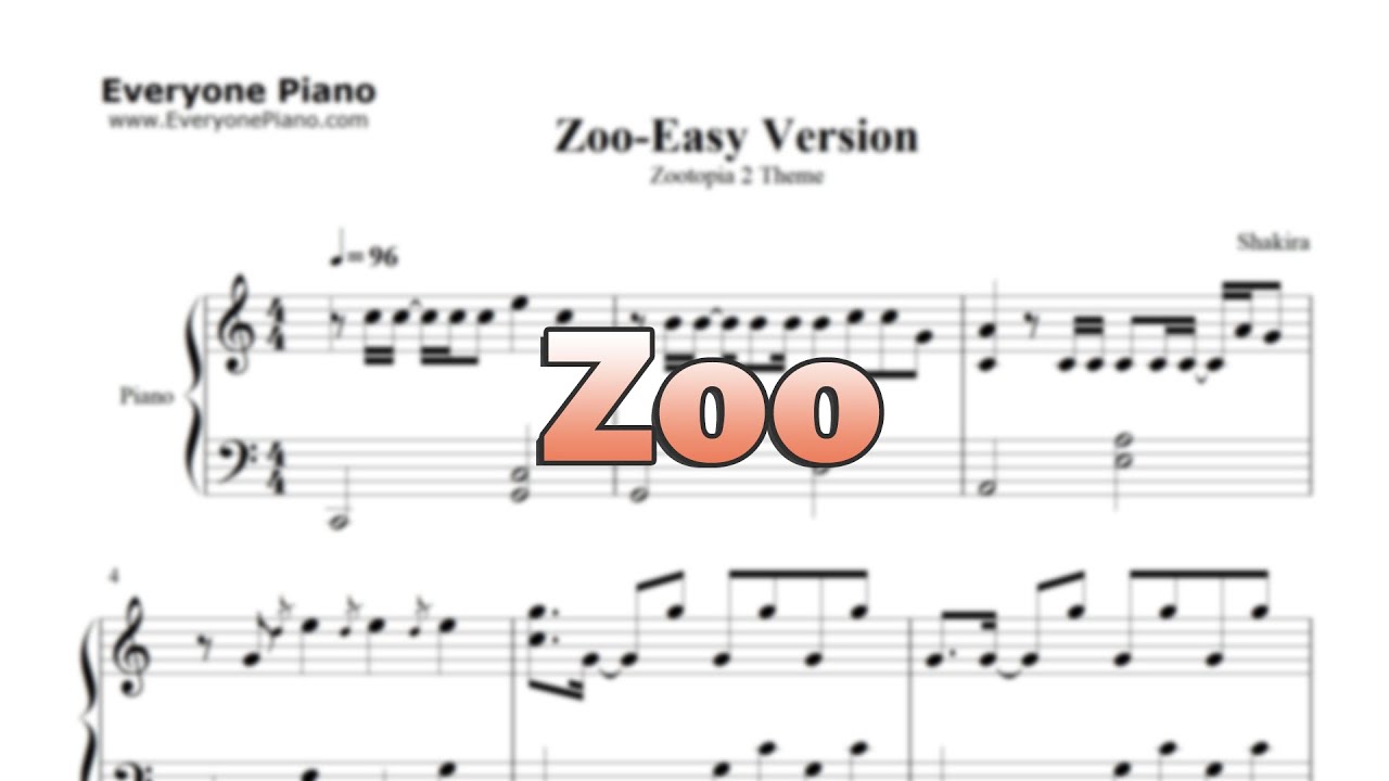 Zoo-Easy Version - Zootopia 2 Theme - Sheet Music in the Intro