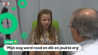 Kyara kreeg haren van eikenprocessierups in haar oog