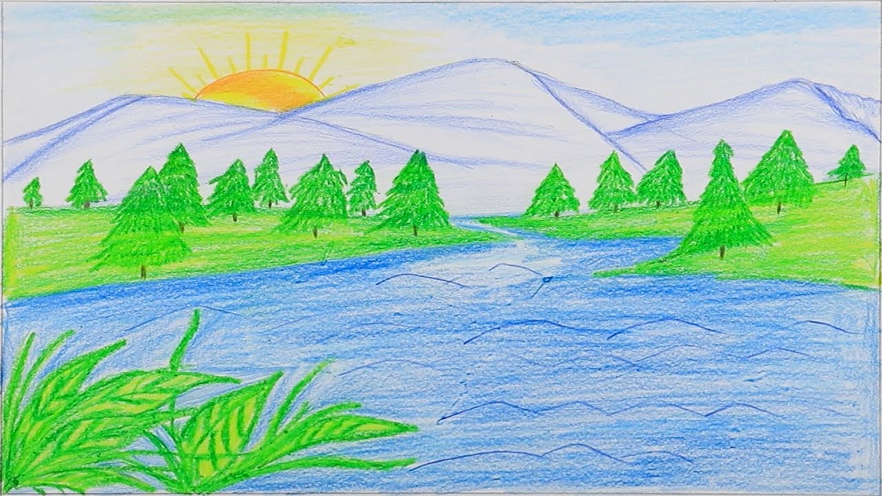 How To Draw A Beautiful Mountain Lake Step By Step Very Easy Youtube Easy lake drawing with colour pencils | how to draw a lake scenery step by step for beginners. how to draw a beautiful mountain lake step by step very easy