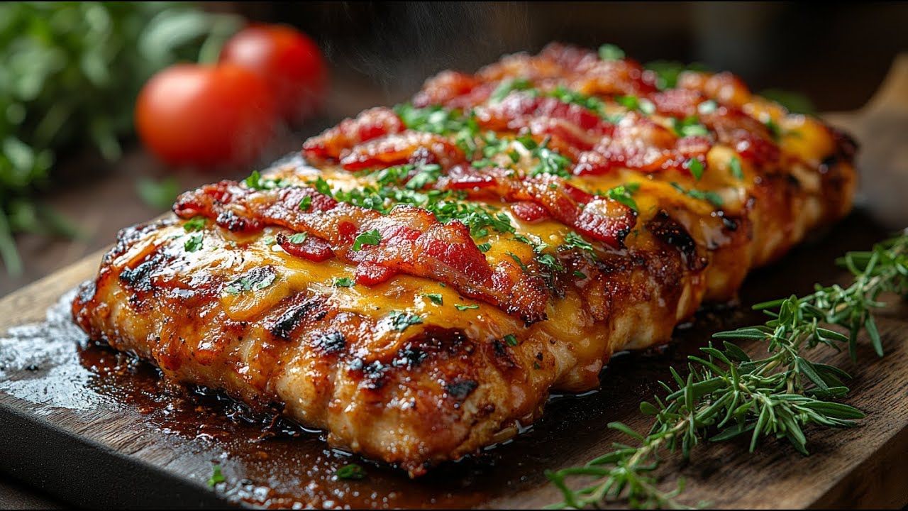 Сочная запеченная в духовке курица с сыром чеддер и беконом — лучший рецепт с низким содержанием угл