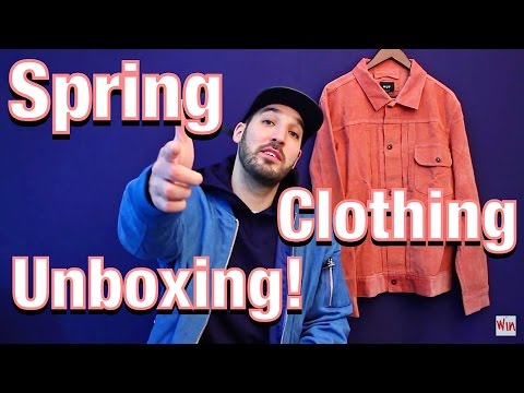 SPRING CLOTHING UNBOXING FROM HUF! Fire Pickups! Camo Hoodie - Corduroy Jacket - Denim Bomber Jacket
