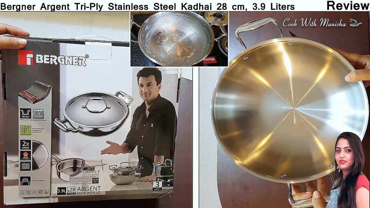 bergner stainless steel kadai | Bergner Kadai Review and Unboxing