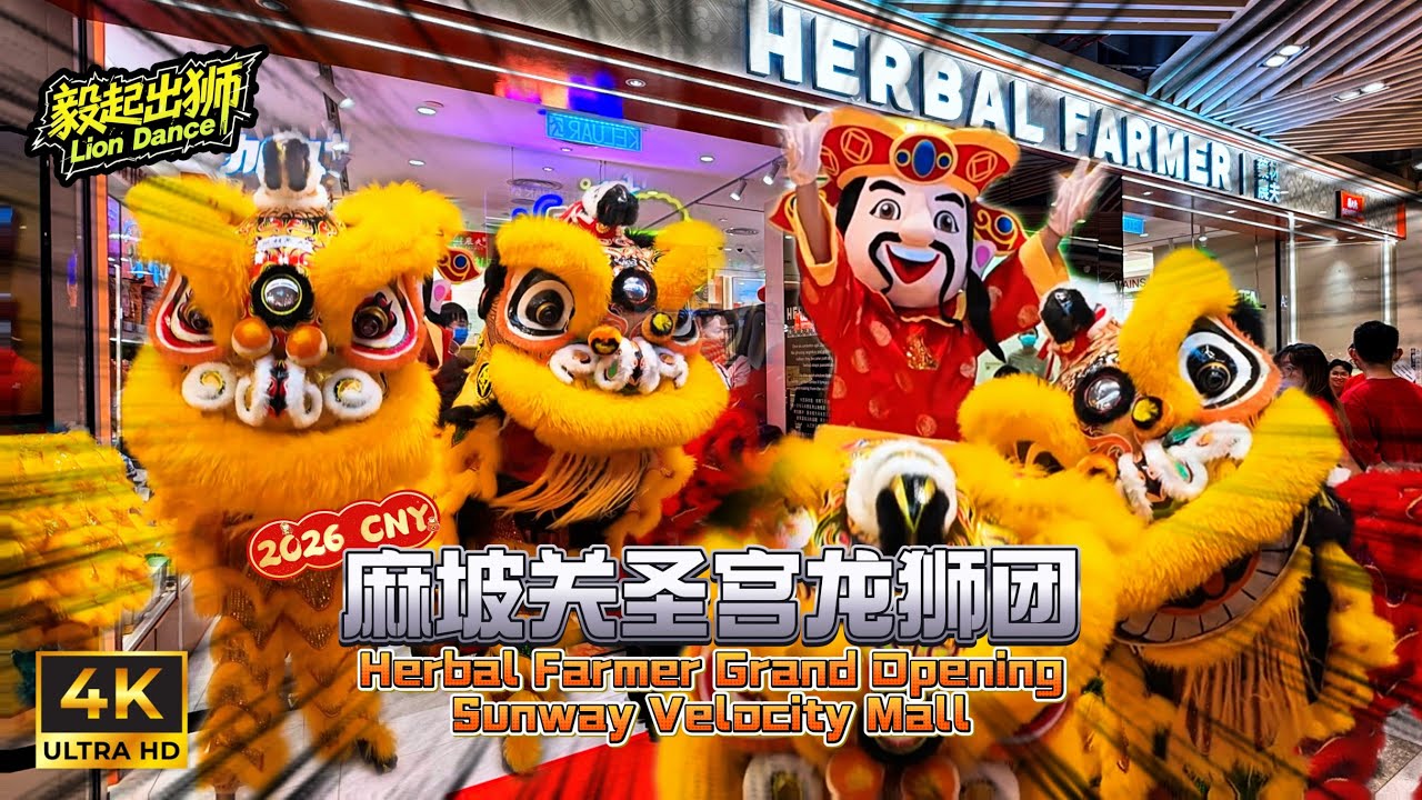 2026 CNY LION DANCE | Muar KSK | 四头萌狮 | 麻坡关圣宫 @Herbal Farmer Sunway Velocity | Barongsai | Múa lân