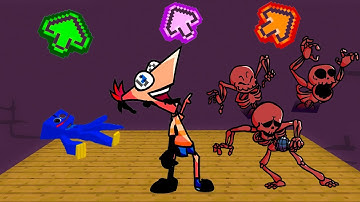 FNF Character Test | Gameplay VS Playground | Huggy wuggy | Corrupted Phineas | Atrocity skeletons |