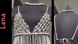 𝗠𝗮𝗰𝗿𝗮𝗺𝗲 with 𝗟𝗲𝗻𝗮💎 Makramee Top aus Strass 💎 Macrame Rhinestone Bra top💎 макраме лиф топ из страз