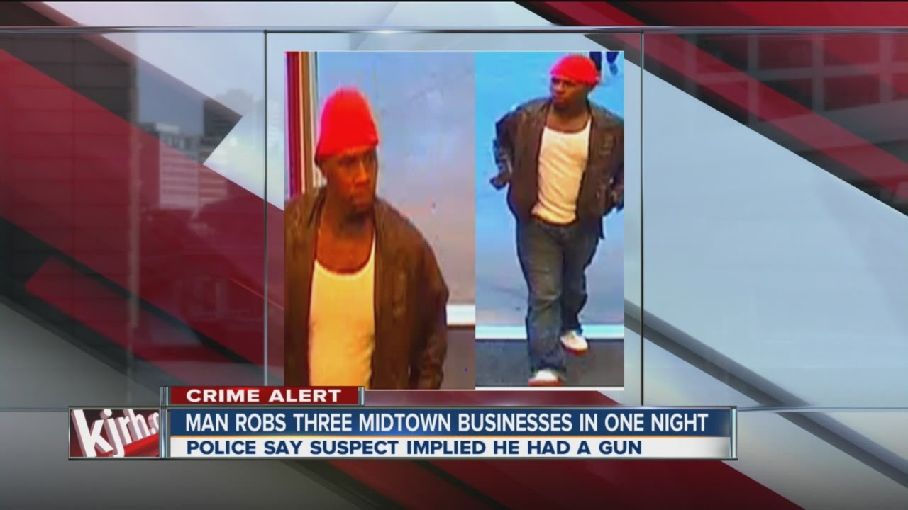 Police search for suspect accused of robbing three locations Sunday night