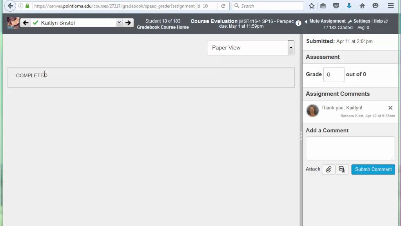 Score the Official Course Evaluation