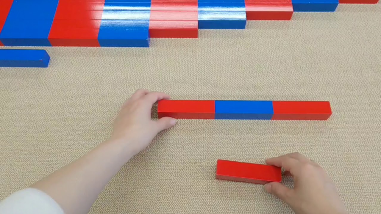 モンテッソーリ教育 提示（算数棒） - YouTube