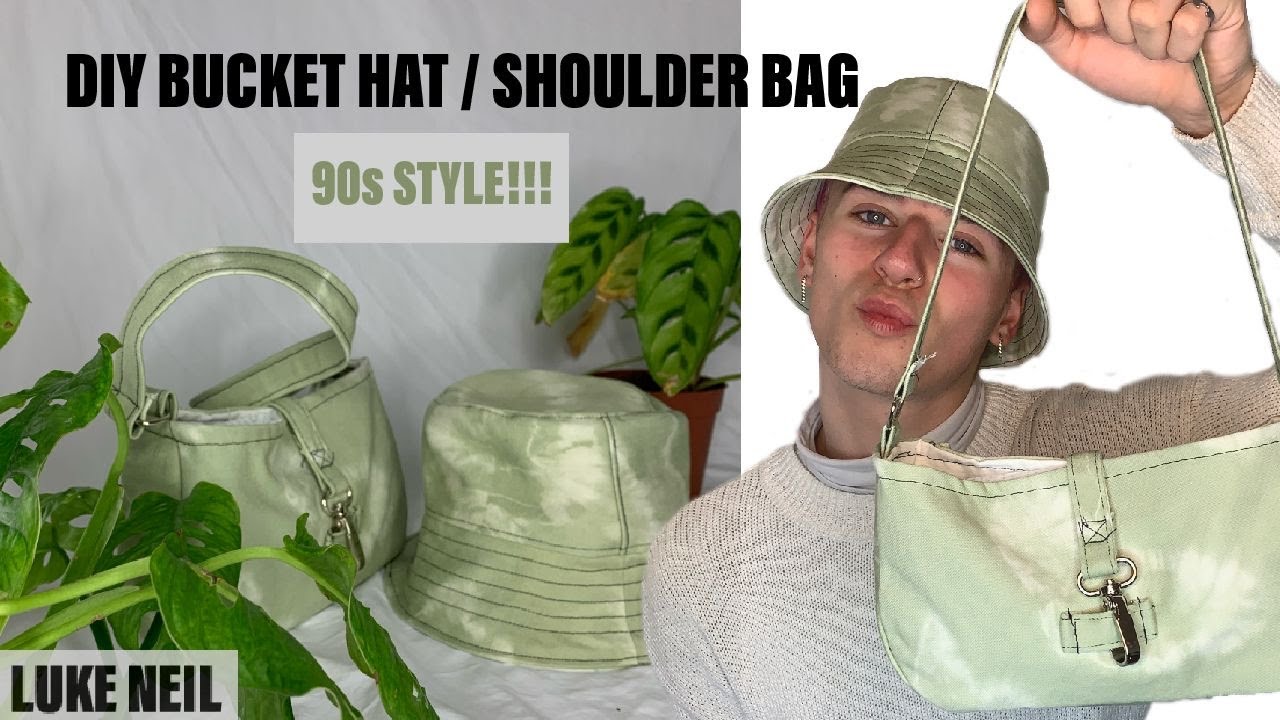 DIY: SIMPLE 90s STYLE BUCKET HAT / SHOULDER BAG!!! 👜 Cute matching set...and super easy to make!!! 💚