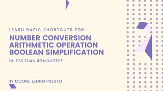 Number Conversions, Arithmetic Operations and Boolean Simplification in less than 40 minutes!