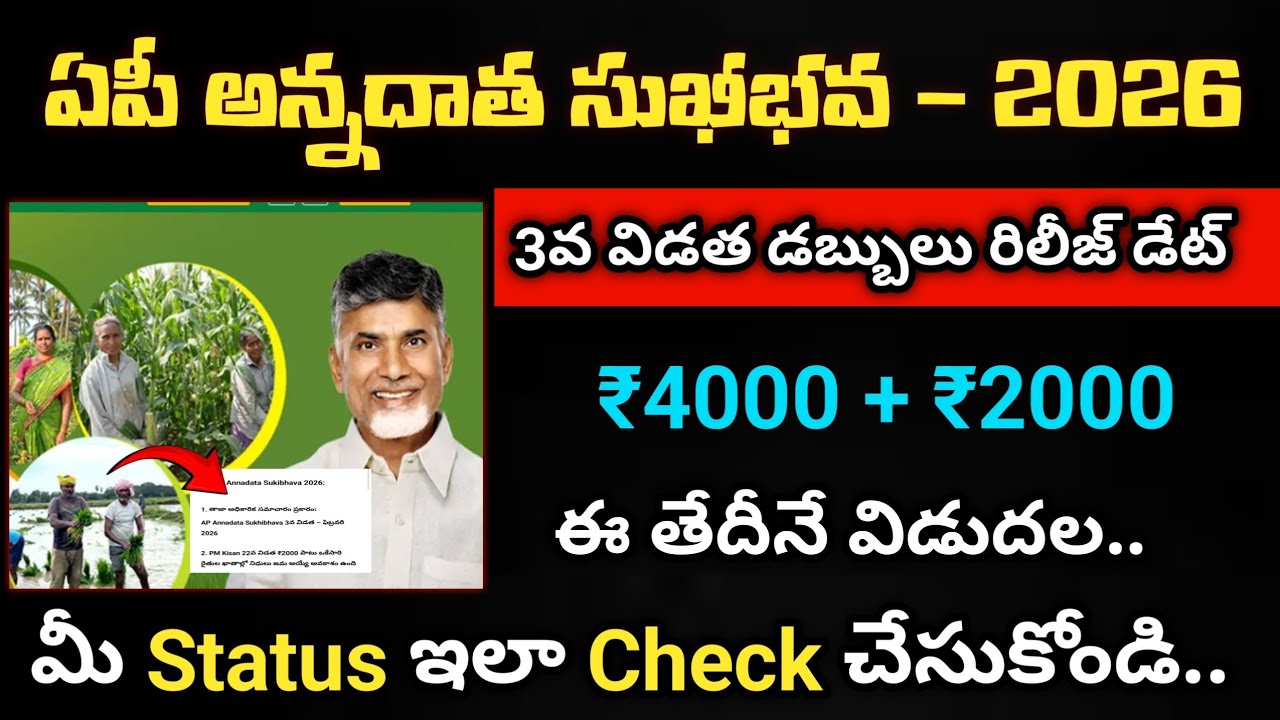 Ap Annadata Sukibhava 3rd Installment ₹6000 Latest Update 2026 | annadata sukibhava latest news