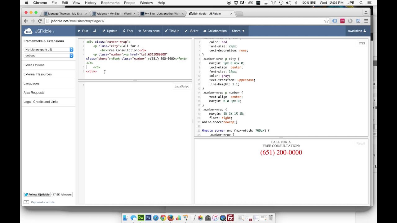 9. adding a phone number to the header - YouTube