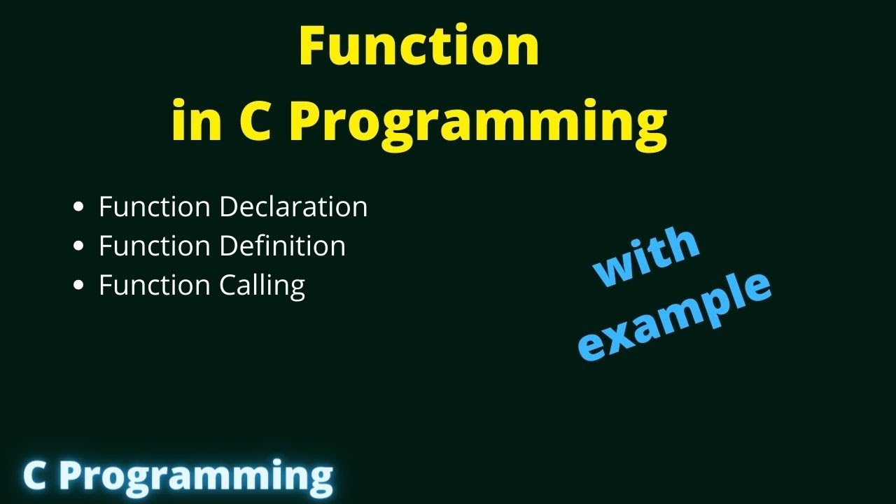 Function in C Programming - YouTube