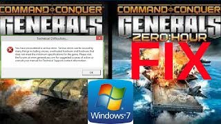 How to fix command and conquer generals and zero hour serious error Windows 7