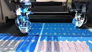 Multi   layer PU cutting machine with two cutting heads 2