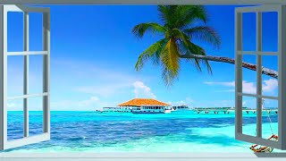 Tropical Beach Window 🌴 Tropical Ocean Fake Window For Projector/TV With Ocean Sounds (Maldives) 🏖️