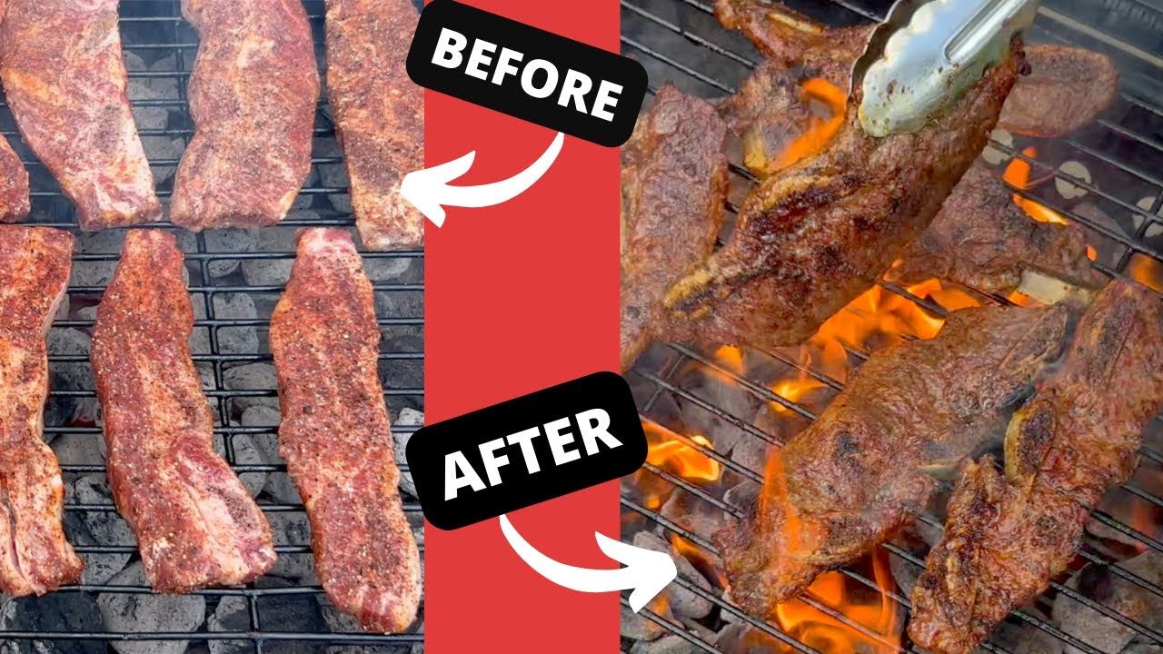 Grilling Short Ribs On A Charcoal Grill🔥🥩 shorts food clips YouTube