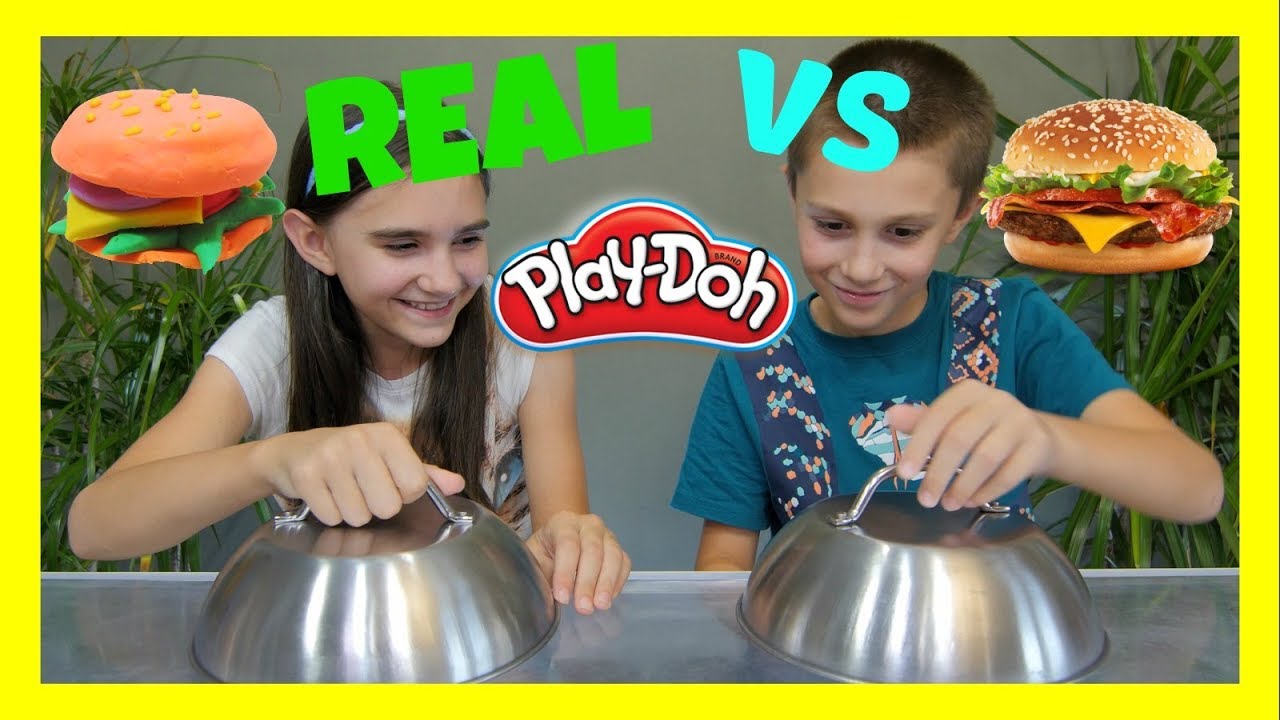 REAL FOOD VS. PLAYDOH FOOD CHALLENGE YouTube