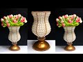 How to make Luxury Flower Vase from Plastic Bottle | Vas Bunga Mewah dari Botol Plastik Bekas