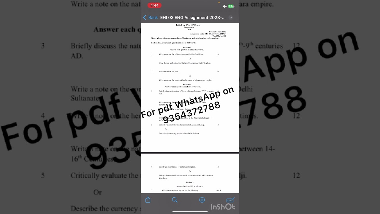 EHI 3 ENGLISH MEDIUM SOLVED ASSIGNMENT 2023-24 FOR PDF WHATSAPP ON 9354372788