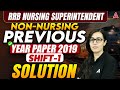 RRB Non-Nursing Previous Year Question Paper Solved 2019 | Shift - 1 | RRB Non Nursing PYQ Questions