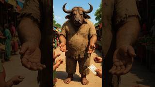 Poor Buffalo Begging For Food & Money For His Child Then Accident Happens 😭 #ai #buffalo #kids