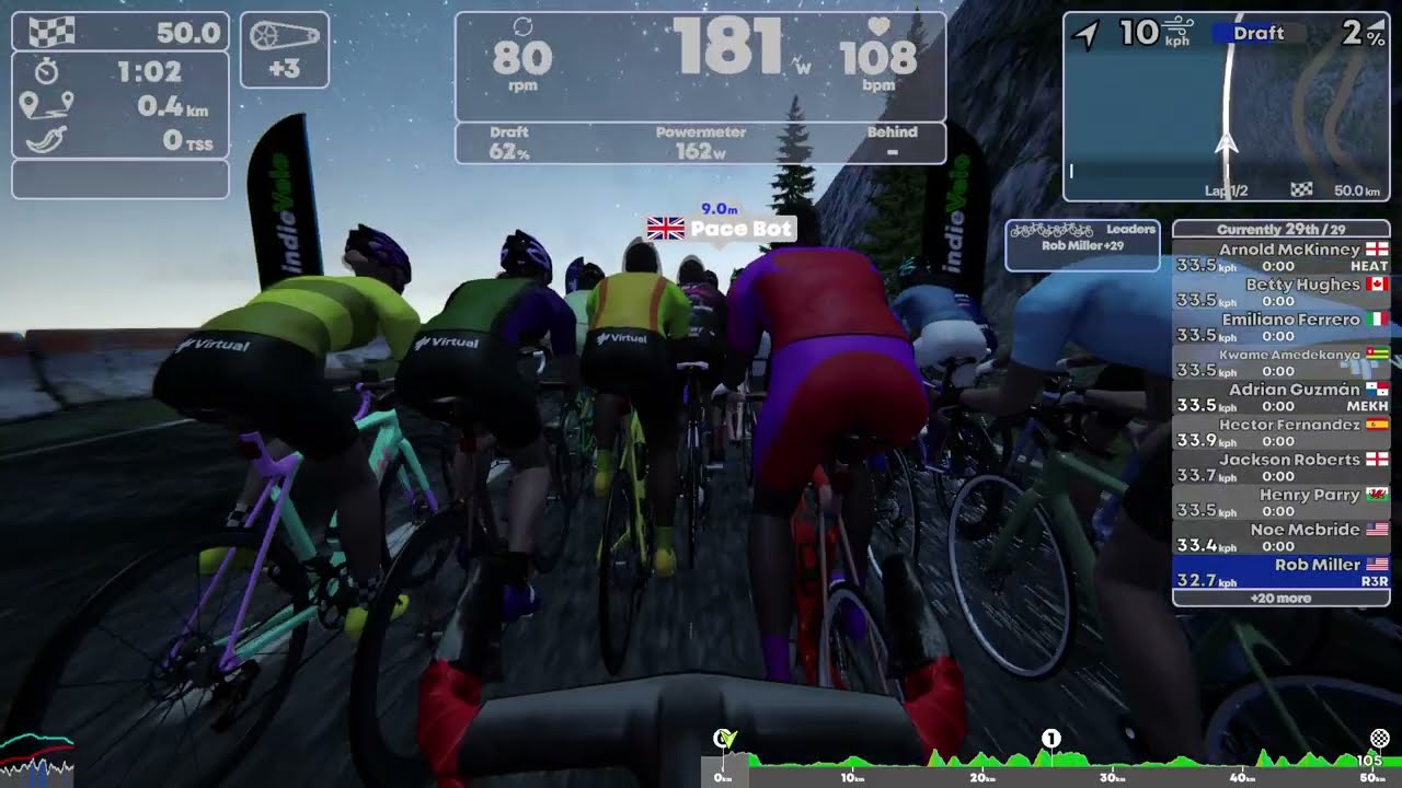 TrainingPeaks Virtual - Scratch Race - 2 laps of Big Loop Reverse - 50.6km - 319m