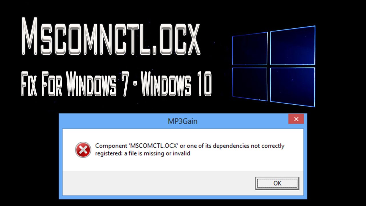 mscomctl ocx dllregisterserver failed