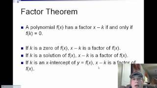 Algebra 2 - Remainder & Factor Theorems