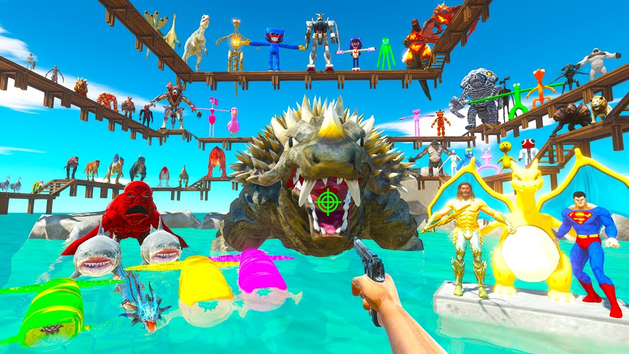 Parkour Rescue Around Giant Anguirus and Fights Biggest Sea Monster - Animal Revolt Battle Simulator