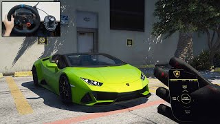 Lamborghini Huracan Evo Spyder - POV Drive | GTA 5 Steering Wheel | Logitech G29 Gameplay screenshot 4