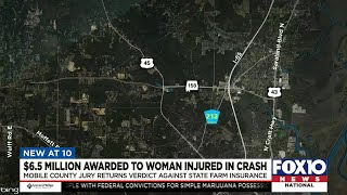 Jury awards $6.5 million to woman severely injured in Mobile County wreck