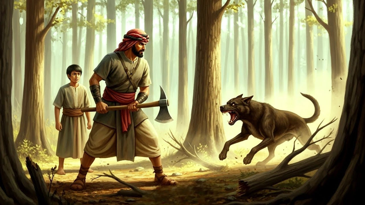 قصة الحطاب الذي أنقذ طفلًا من كلب هائج… وفي اليوم التالي انكشف سبب مطاردته 🔥❗