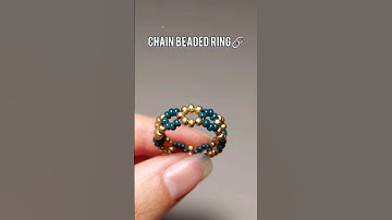 Chain beaded ring idea 🔗✨️ #beads #beadwork #craftideas