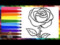 Cómo Dibujar Una Rosa 🌹 Dibuja y Colorea Una Linda Rosa 🌹🌈 Dibujos Para Niños