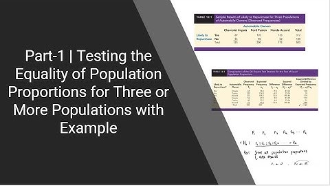 Part-1 | Testing the Equality of Population Proportions for Three or More Populations with Example