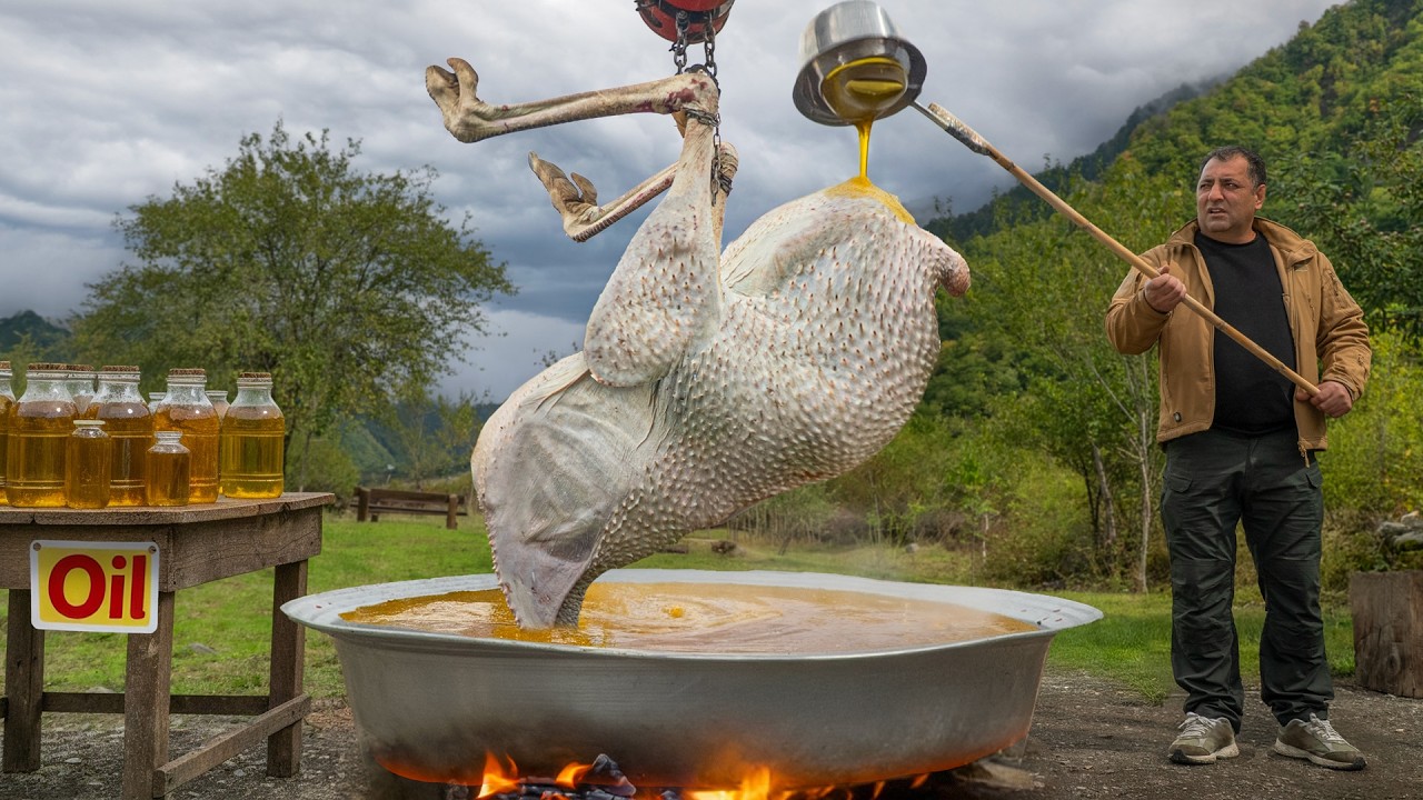 I Deep-Fried a Whole Ostrich on Open Fire ??