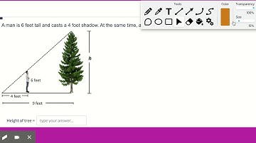 Similarity - Tree word problem - Tree shadow - Similar Triangles - Review for Test (Question #4)