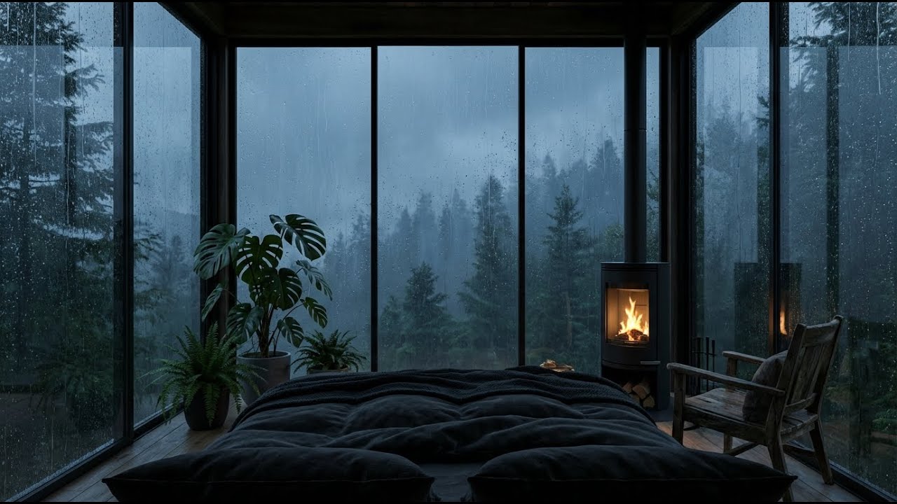 Cozy Night: Rain & Felt Piano in Dark Wood Cabin for Total Peace and Better Sleep 🌲💤