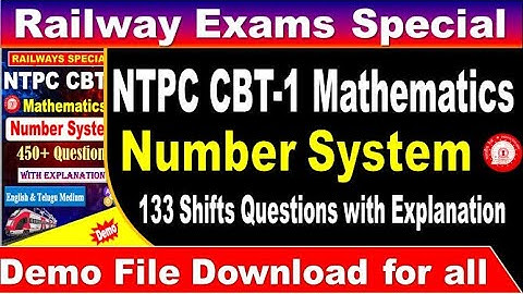 Number system Railway NTPC CBT 1 All shift Previous year Questions Demo file for all by SRINIVASMech