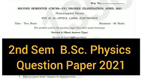 OPTICS, LASER, ELECTRONICS        |        2nd Sem  B.Sc. Physics   Question Paper 2021 #calicut