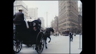 [4k, 60 fps, colorized] A Trip Through New York City in 1911
