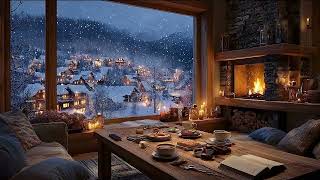 Peaceful Winter Ambience ❄️ Warm Jazz Piano & Crackling Fireplace Sounds for Study & Stress Relief