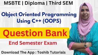 Object Oriented Programming Using C++ | OOP IMP QUESTIONS MSBTE | Toshib Tutorials