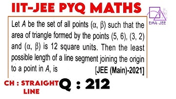 Let A be the set of all points (alpha, beta) such that the area of triangle formed by the points (5