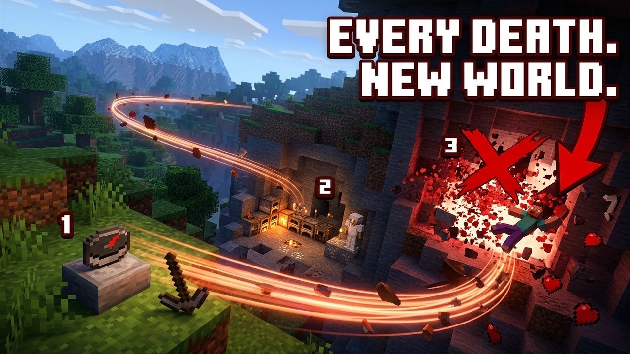 Minecraft Survival, But Every Time I Die I Have to Start a NEW World ...