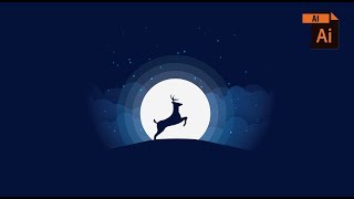 Silhouette Moonlight Illustration in Adobe Illustrator